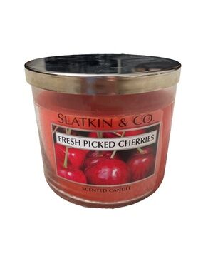 Slatkin & Co FRESH PICKED CHERRIES 3 Wick Candle 14.5 oz Made In USA Scented